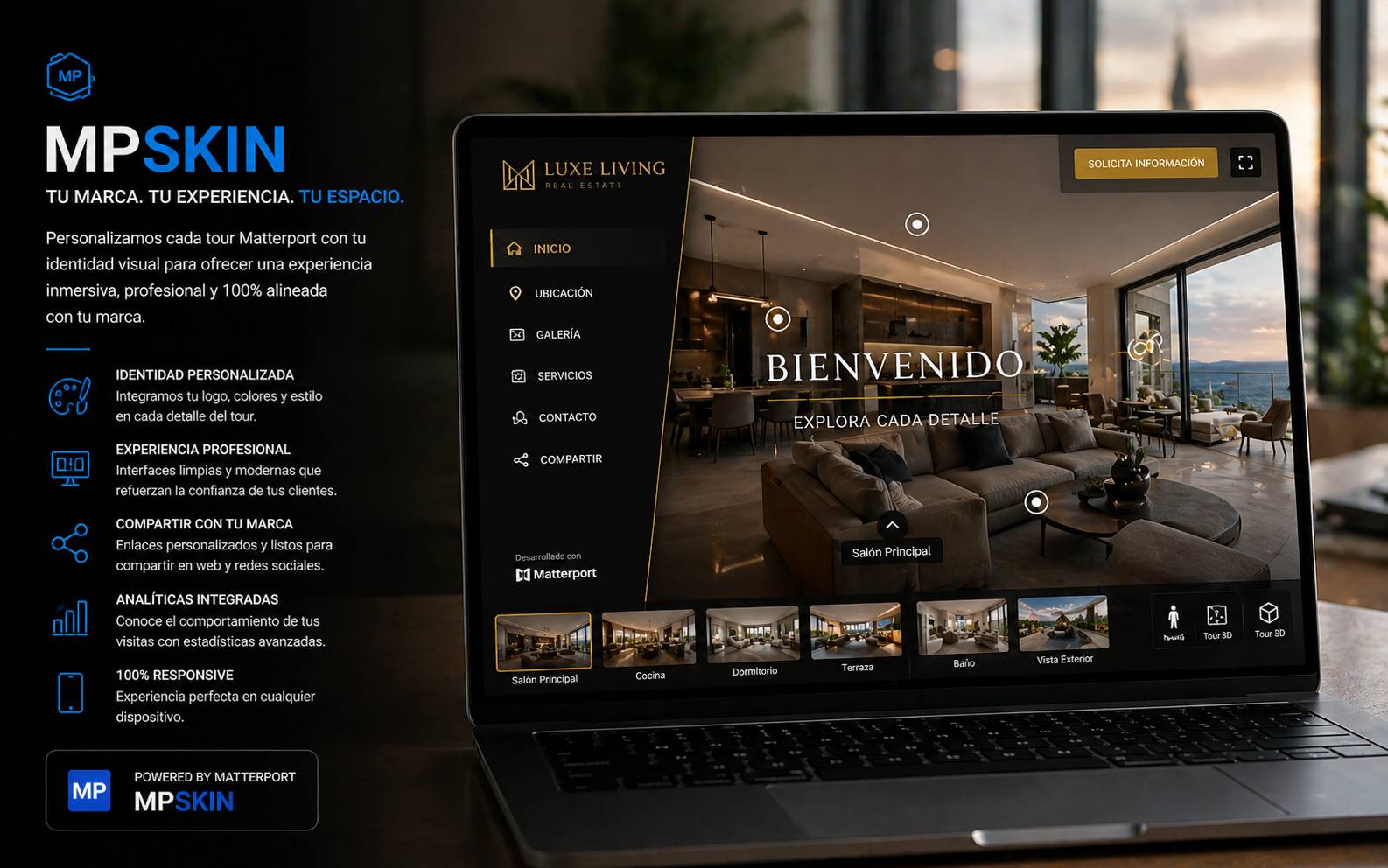 Plataforma MPSkin para personalizar tours Matterport
